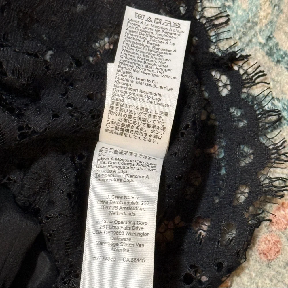 J Crew Black Lace Mock Neck Top